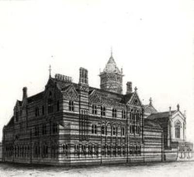 New Schools, Rugby - View from the North West by William Butterfield